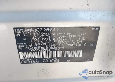 2007 Toyota Rav4 Sport z USA, uszkodzony, nr VIN JTMBD32V976036025